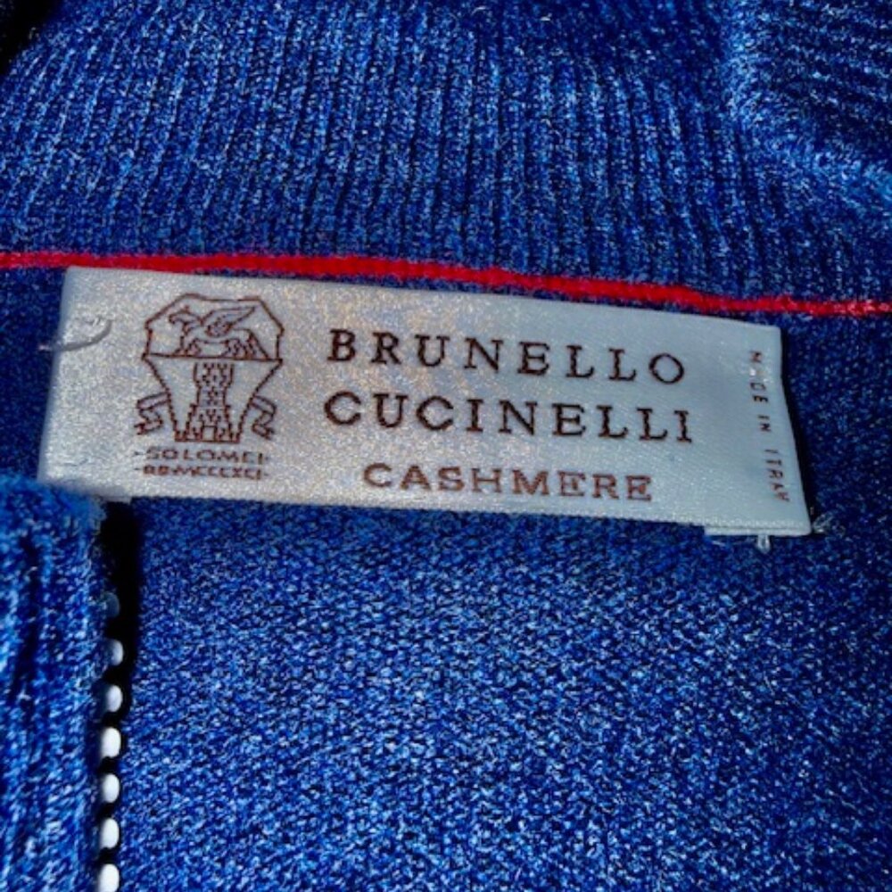 Brunello Cucinelli Full Zip Cashmere Sweater Azure Blue, SZ 50 EU, Med. $2000 RT - Picture 2 of 12